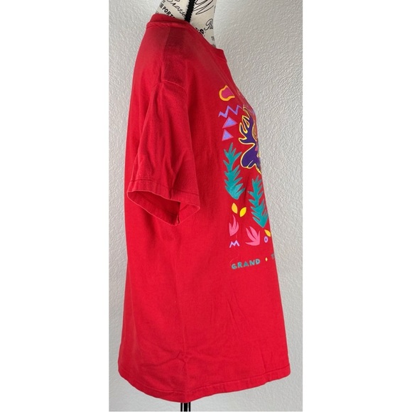 Vintage Moose Unisex Adult 90s Red Abstract Pop Art Animal Nature Tee USA Large - Picture 4 of 10